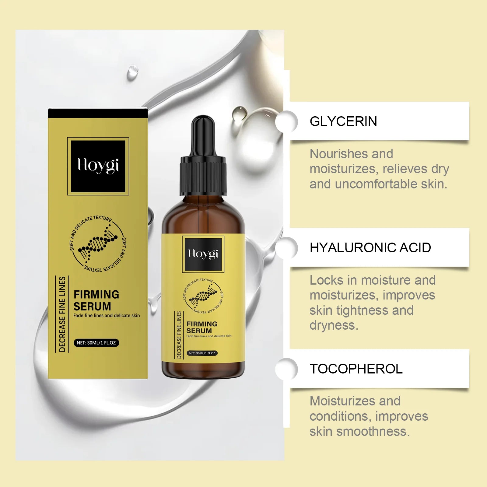 Hyaluronic Acid Wrinkle Serum Vitamin E Firming Facial Essence Repair Elasticity Reduce Dark Spot Hydrating Anti Aging Skin Care