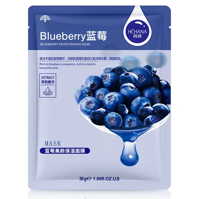 10pcs Natural Plant Facial Mask Moisturizing Oil Control Anti-Aging Fruit Aloe Korean Sheet Face Mask Beauty Skin Care Prodcuts