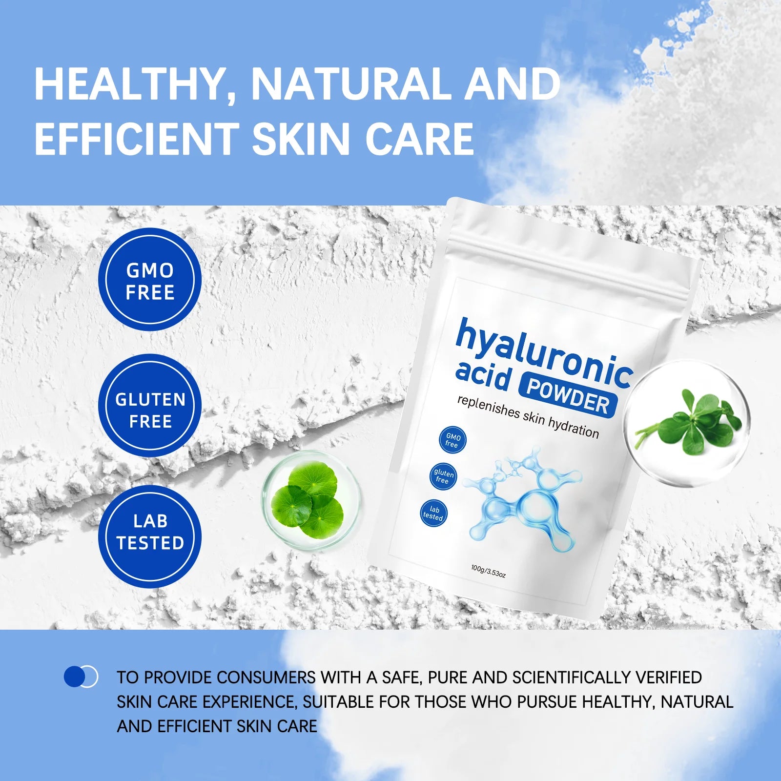 100g Hyaluronic Acid Mask Powder + Spoon Hydrating Smoothing Brighten Nourish Reduced Wrinkles Repairing Skin Barrier Face Mask