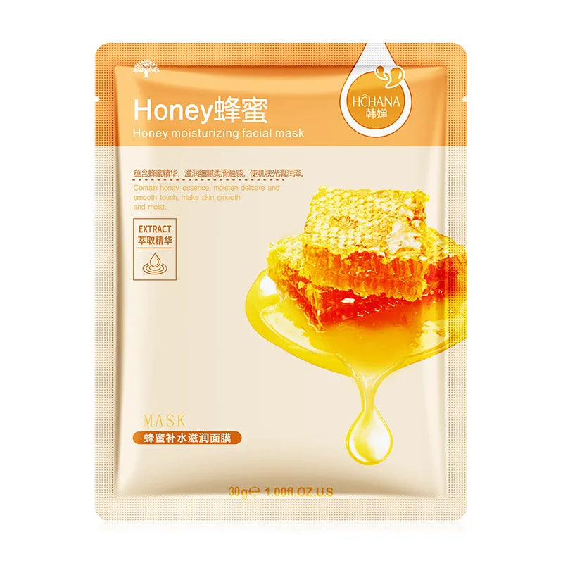 10pcs Natural Plant Facial Mask Moisturizing Oil Control Anti-Aging Fruit Aloe Korean Sheet Face Mask Beauty Skin Care Prodcuts