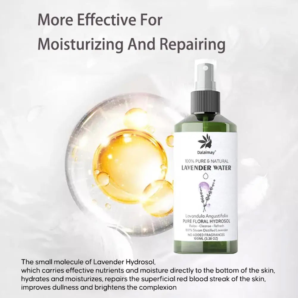 Lavender Floral Water 3.4 Fl Oz Organic Pure Natural Lavender Water Hydrosol for Hydration Hydrating Face Mist Facial Toner Mo