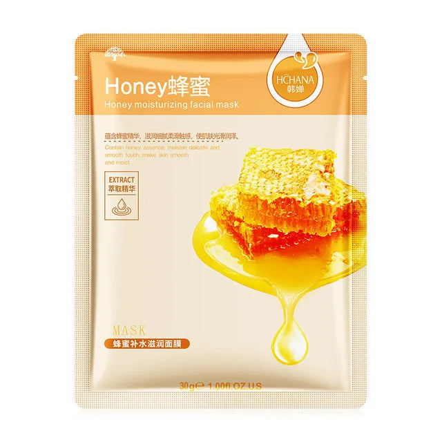 10pcs Natural Plant Facial Mask Moisturizing Oil Control Anti-Aging Fruit Aloe Korean Sheet Face Mask Beauty Skin Care Prodcuts