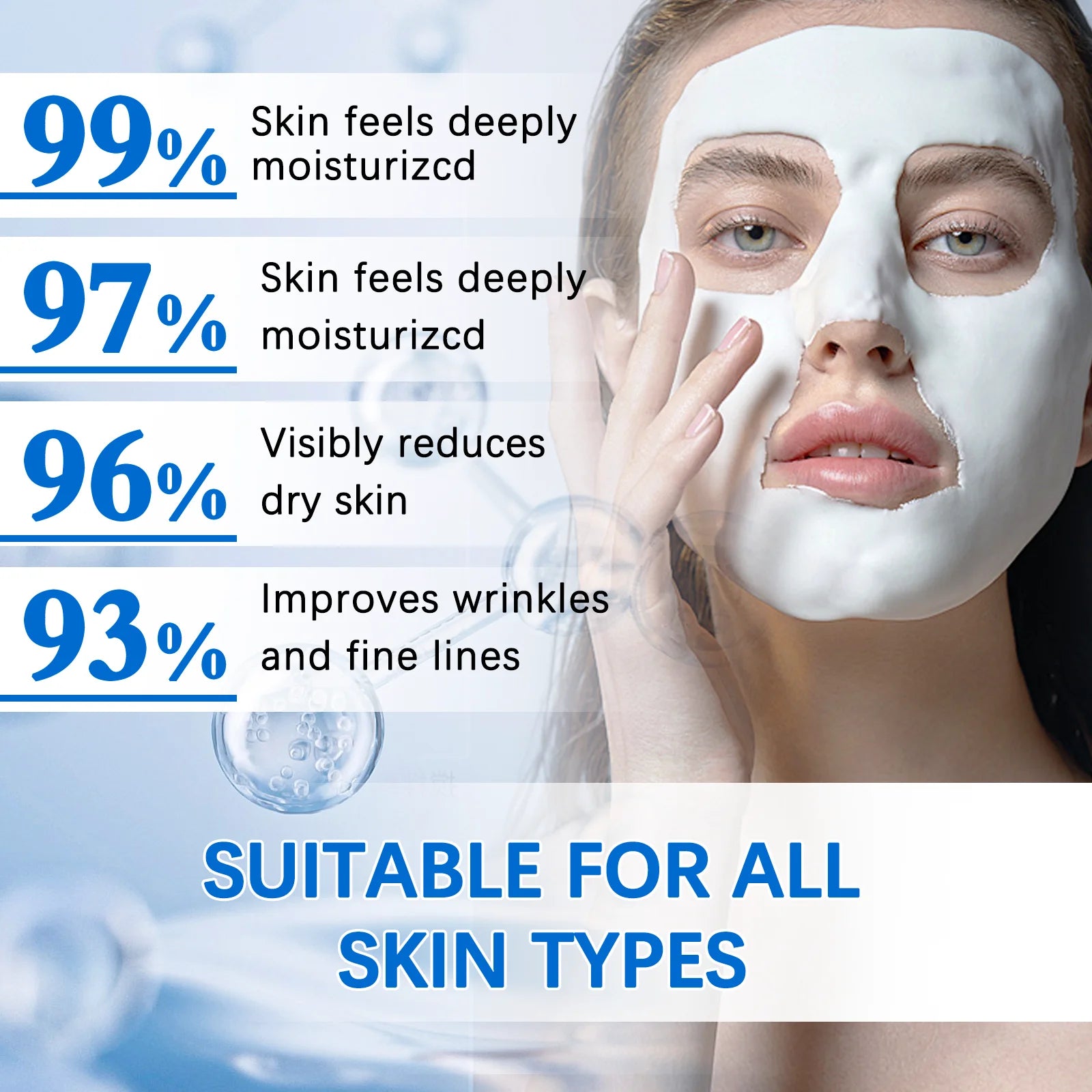 100g Hyaluronic Acid Mask Powder + Spoon Hydrating Smoothing Brighten Nourish Reduced Wrinkles Repairing Skin Barrier Face Mask