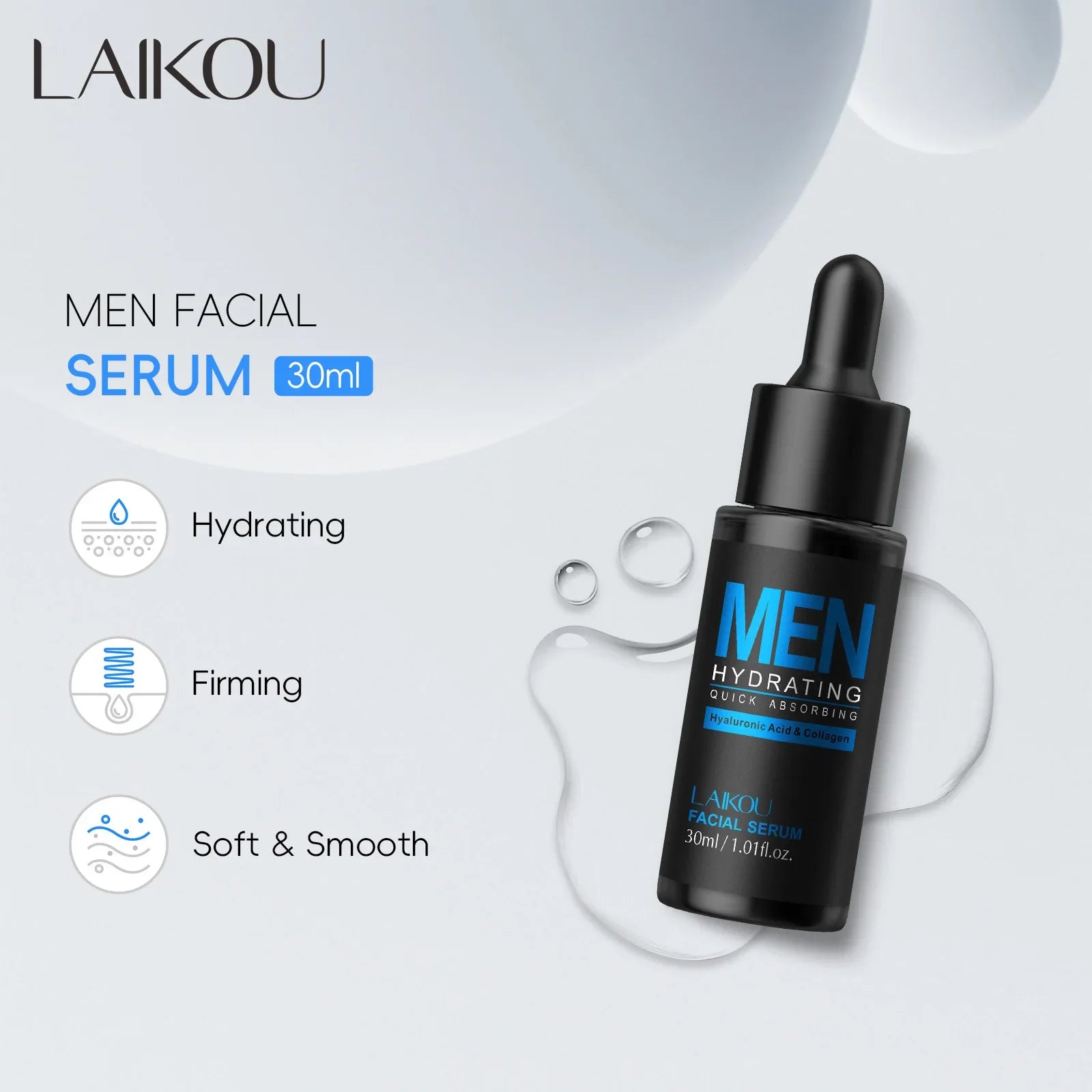Mens 30ml Facial Serum Hydrating Oil Control Anti Aging Firming Brightens Skin Tone Hyaluronic Acid Essence Daily Skincare