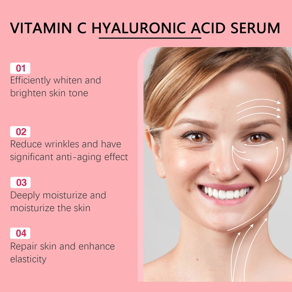 HOYGI Hyaluronic Acid Vitamin C Face Serum Moisturizing Repair Brightening Dull Skin Facial Essence Anti Aging Hydrating Cream