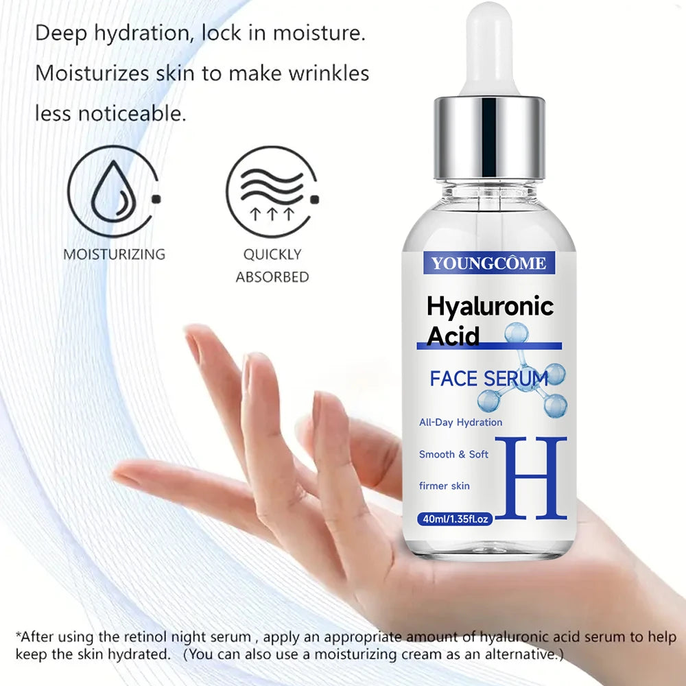 YOUNGCOME Facial Serum Set - Includes Vitamin C, Retinol & Hyaluronic Acid - Improve Skin Texture, Glow & Hydration - Day and Ni
