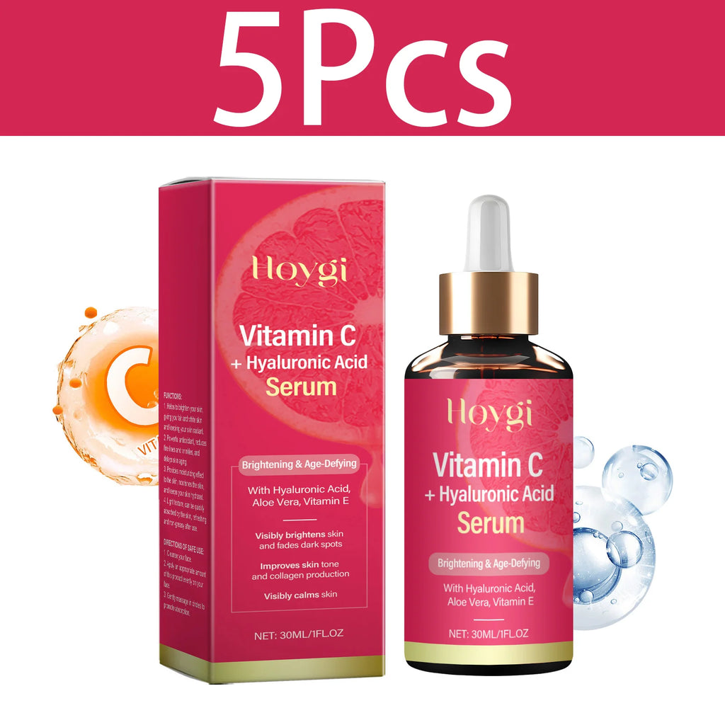 HOYGI Hyaluronic Acid Vitamin C Face Serum Moisturizing Repair Brightening Dull Skin Facial Essence Anti Aging Hydrating Cream